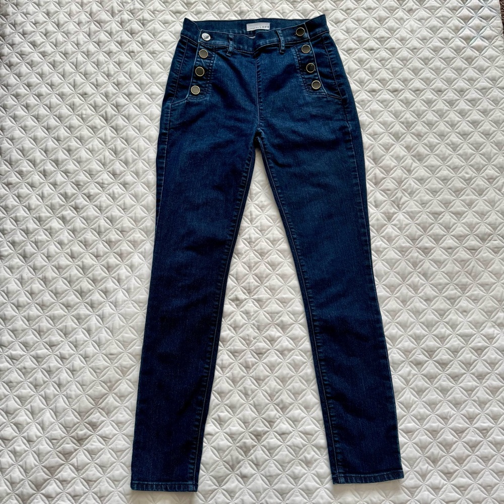 LOFT Modern Skinny Sailor Dark Wash Blue Denim High-Rise Jeans Size 24 / 00